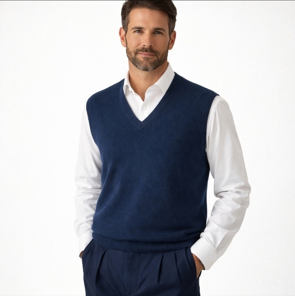 Brooks Brothers Other - Brooks Brothers Blue Cashmere Vest 3 ply Scottish soft sweater vest Sz XL